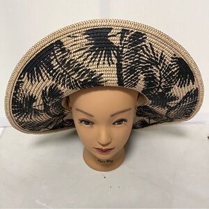 David and Young Women’s Wide Brim Sun Hat with Palm Print